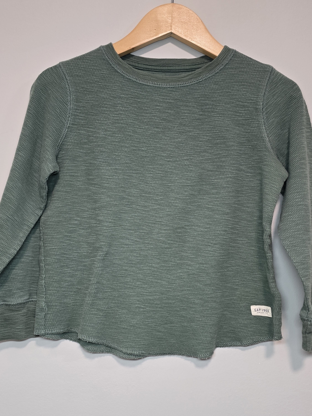 GAP Kid's Long-Sleeve Waffle Knit Top in Sage Layering Fall Backnto School Style